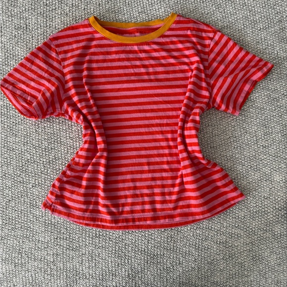 Striped Red and Orange Women's Tee - Picture 1 of 3